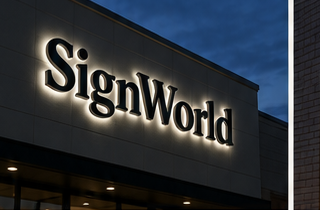 Halo-lit SignWorld letters on a commercial building